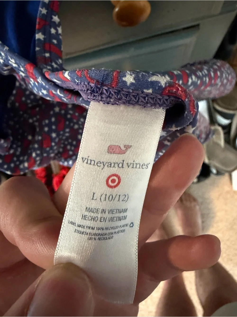 Vineyard Vines Navy One-Piece with Red and White Star & Heart Print